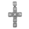925 Silver Baguette Cross Iced Flooded Out CZ Pendant 2.5"