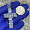 925 Silver Baguette Cross Iced Flooded Out CZ Pendant 2.5"