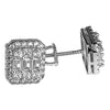 925 Silver Baguette Iced CZ Earrings Flooded Out Square 11MM x 10MM