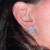 925 Silver Baguette Iced CZ Earrings Flooded Out Square 11MM x 10MM