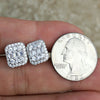 925 Silver Baguette Iced CZ Earrings Flooded Out Square 11MM x 10MM