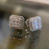 925 Silver Baguette Iced CZ Earrings Flooded Out Square 11MM x 10MM