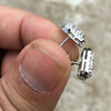 925 Silver Baguette Iced CZ Earrings Flooded Out Square 11MM x 10MM