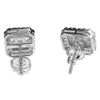 925 Silver Baguette Iced CZ Earrings Flooded Out Square 11MM x 10MM