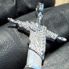 925 Silver Christ The Redeemer 0.4CT Moissanite Pendant 1.25"
