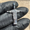 925 Silver Christ The Redeemer 0.4CT Moissanite Pendant 1.25"