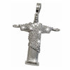 925 Silver Christ The Redeemer 0.4CT Moissanite Pendant 1.25"