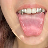 925 Silver Custom Fangs Grillz Set Double Caps Vampire Teeth Fang & Open Tooth