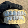 925 Silver Diamond-Cut w/Diamond Dust Single Caps Perm Look Custom Grillz
