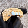 925 Silver Four Teeth Grillz with Open Face & Inlay Side Bar Grills