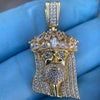 925 Silver Jesus Pendant Flooded Out Trillion Cut Iced Marquise Baguette 1"