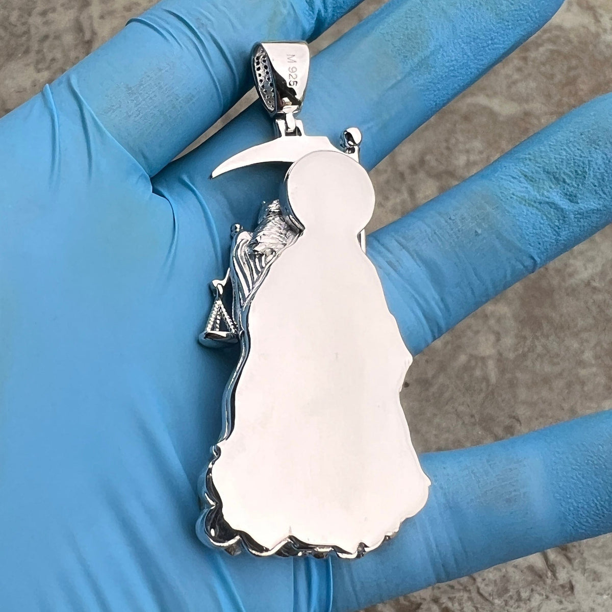Eusense Ciondolo Santa Muerte In Argento 925 – Collana Con Falce – Gioiello Protettivo Per Uomini E Donne