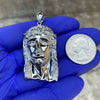 925 Silver Real VS Diamonds Jesus Head Pendant Medium SZ 1.75"