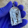 925 Silver Real VS Diamonds Jesus Head Pendant Medium SZ 1.75"