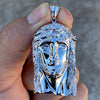 925 Silver Real VS Diamonds Jesus Head Pendant Medium SZ 1.75"