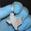 925 Silver Texas State Iced Flooded Out CZ Hip Hop Charm TX Pendant