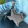 925 Silver Texas State Iced Flooded Out CZ Hip Hop Charm TX Pendant