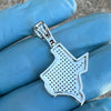 925 Silver Texas State Iced Flooded Out CZ Hip Hop Charm TX Pendant