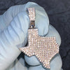 925 Silver Texas State Iced Flooded Out CZ Hip Hop Charm TX Pendant