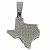 925 Silver Texas State Iced Flooded Out CZ Hip Hop Charm TX Pendant