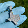 925 Silver Texas State Iced Flooded Out CZ Hip Hop Charm TX Pendant