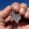 925 Silver Texas State Iced Flooded Out CZ Hip Hop Charm TX Pendant