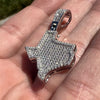 925 Silver Texas State Iced Flooded Out CZ Hip Hop Charm TX Pendant