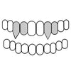 925 Silver Two Side Teeth Open Face Vampire Fangs CZ Double Caps