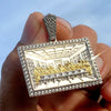 925 Silver Two Tone The Last Supper Rectangular Iced CZ Flooded Out Pendant