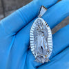 925 Silver Virgen De Guadalupe Our Lady Mary Shroud Oval Pendant 2"