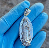 925 Silver Virgen De Guadalupe Our Lady Mary Shroud Oval Pendant 2"