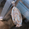 925 Silver Virgen De Guadalupe Our Lady Mary Shroud Oval Pendant 2"