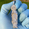925 Silver Virgin Mary Pendant Figure CZ Dije La Virgen de Guadalupe Large 2.5"