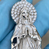 925 Silver Virgin Mary Pendant Figure CZ Dije La Virgen de Guadalupe Large 2.5"