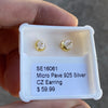 925 Silver with Gold Finish Iced CZ Round Earrings Screw Back 6MM