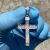 925 Sterling Silver 0.82CT VVS1 Moissanite Iced Flooded Out Cross Pendant  1"