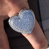 925 Sterling Silver Big Huge Heart Shaped Ring Iced Flooded Out CZ