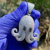 925 Sterling Silver Big Octopus Squid Emoji CZ Iced Flooded Out Pendant