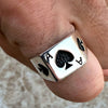 925 Sterling Silver Blackened Oxidized Ace of Spades Poker Ring