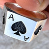 925 Sterling Silver Blackened Oxidized Ace of Spades Poker Ring