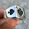 925 Sterling Silver Blackened Oxidized Ace of Spades Poker Ring