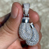 925 Sterling Silver Boxing Gloves CZ Iced Flooded Out Pendant