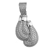 925 Sterling Silver Boxing Gloves CZ Iced Flooded Out Pendant