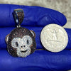 925 Sterling Silver Brown Monkey Emoji Iced CZ Flooded Out Pendant