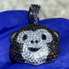 925 Sterling Silver Brown Monkey Emoji Iced CZ Flooded Out Pendant