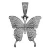 925 Sterling Silver Butterfly Iced CZ Flooded Out Pendant 1.25" (Small)