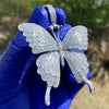 925 Sterling Silver Butterfly Iced CZ Flooded Out Pendant 1.75" (Medium)