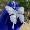 925 Sterling Silver Butterfly Iced CZ Flooded Out Pendant 1.75" (Medium)