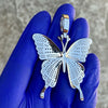925 Sterling Silver Butterfly Iced CZ Flooded Out Pendant 1.75" (Medium)