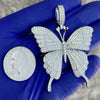 925 Sterling Silver Butterfly Iced CZ Flooded Out Pendant 1.75" (Medium)